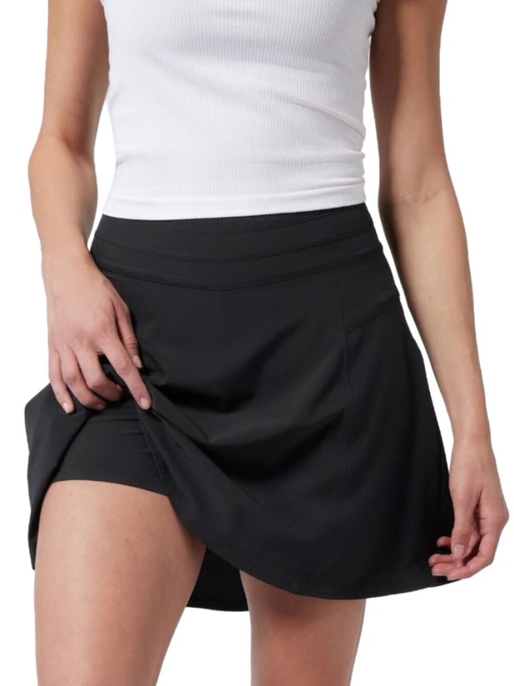 Athleta All Day Skort Black Size 2 Athletic Tennis Golf Travel Skirt Shorts Mini